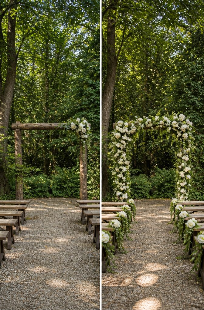 Forest Wedding Ceremony Venues and Sites in Minnesota 13 Ceremony site at The Gardens of Castle Rock surrounded by trees.