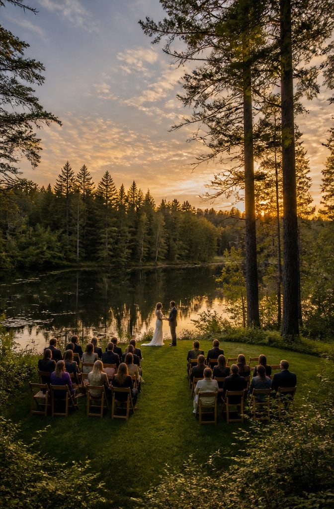 Forest Wedding Ceremony Venues and Sites in Minnesota 5 Forest wedding ceremony site at Osprey Wilds with trees and nature.