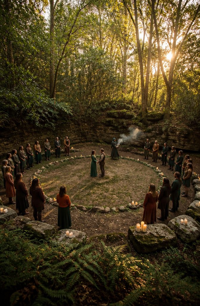 Pagan Wedding Traditions: Handfasting, Offerings and Ceremony Rituals 7 An officiant walks the perimeter of the ceremony space with burning incense.