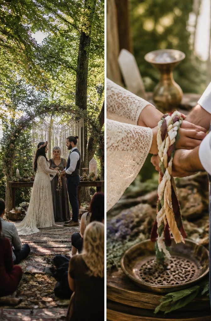 Pagan Wedding Traditions: Handfasting, Offerings and Ceremony Rituals 15 A couple personalizes their wedding ceremony with unique symbols and traditions.