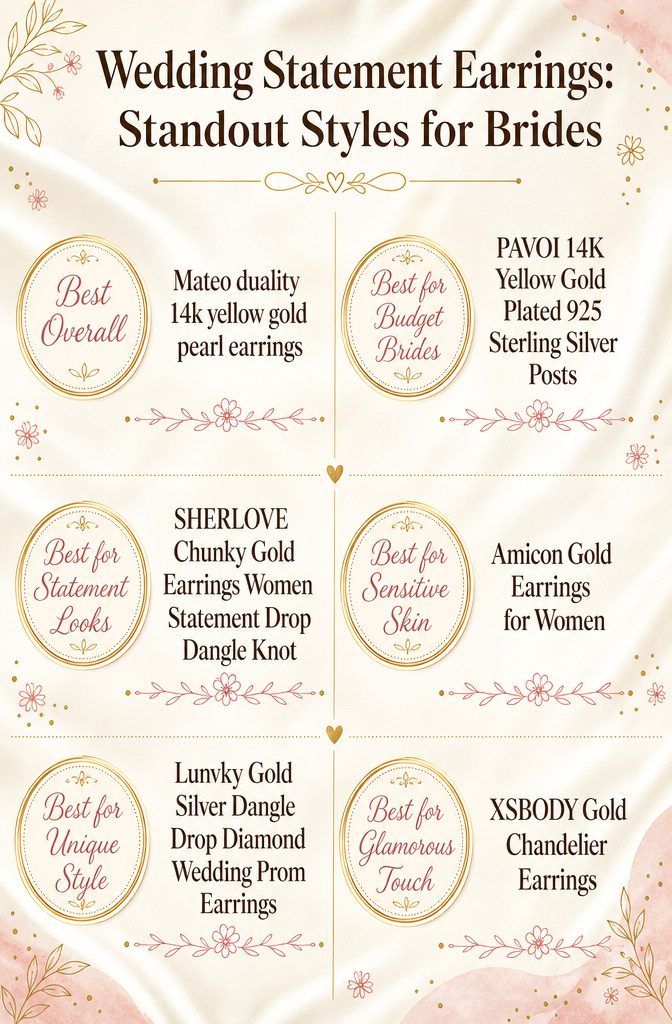 Infographic comparing different styles of wedding statement earrings
